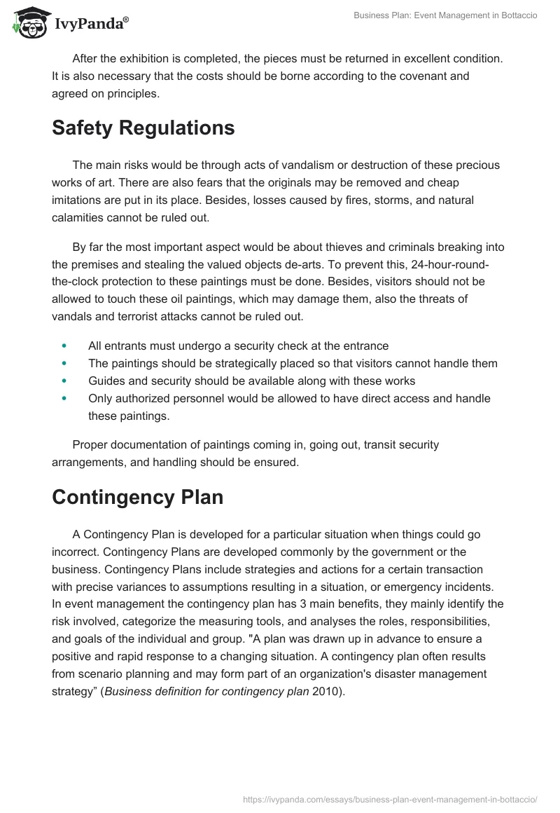 Business Plan: Event Management in Bottaccio. Page 5