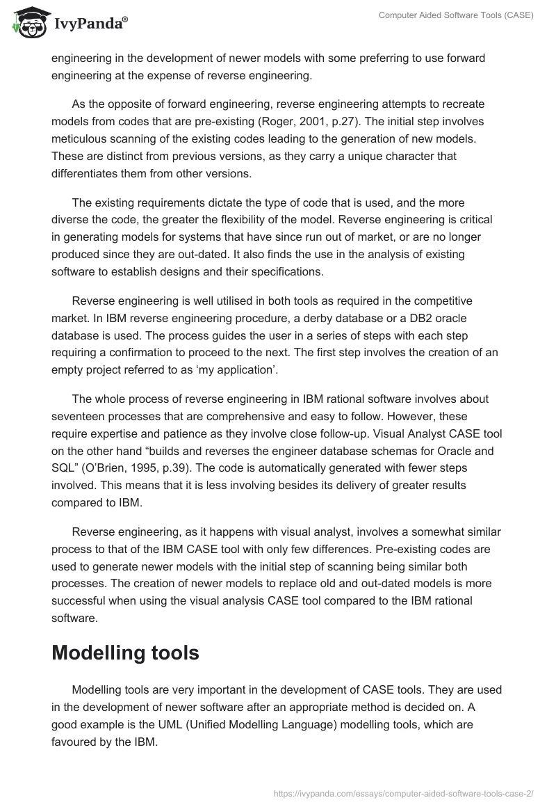 Computer Aided Software Tools (CASE). Page 4