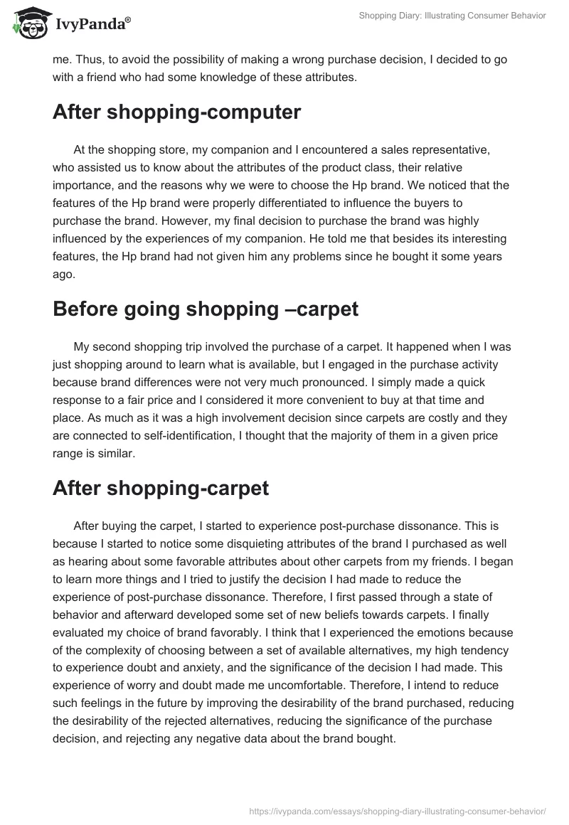 Shopping Diary: Illustrating Consumer Behavior. Page 2