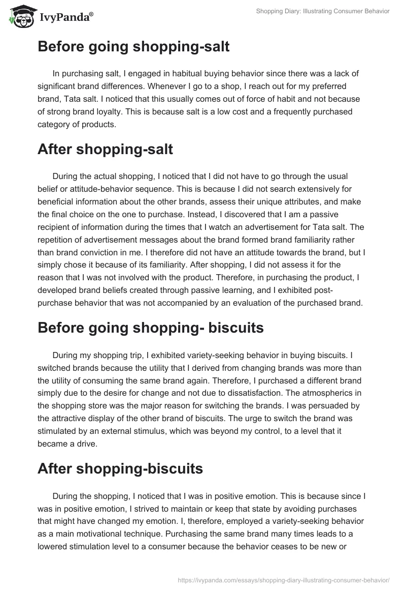 Shopping Diary: Illustrating Consumer Behavior. Page 3