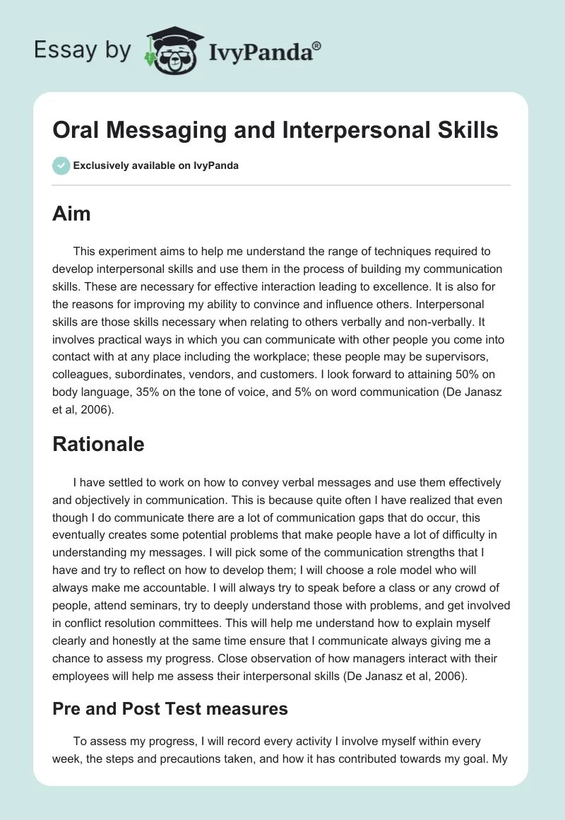 Oral Messaging and Interpersonal Skills. Page 1