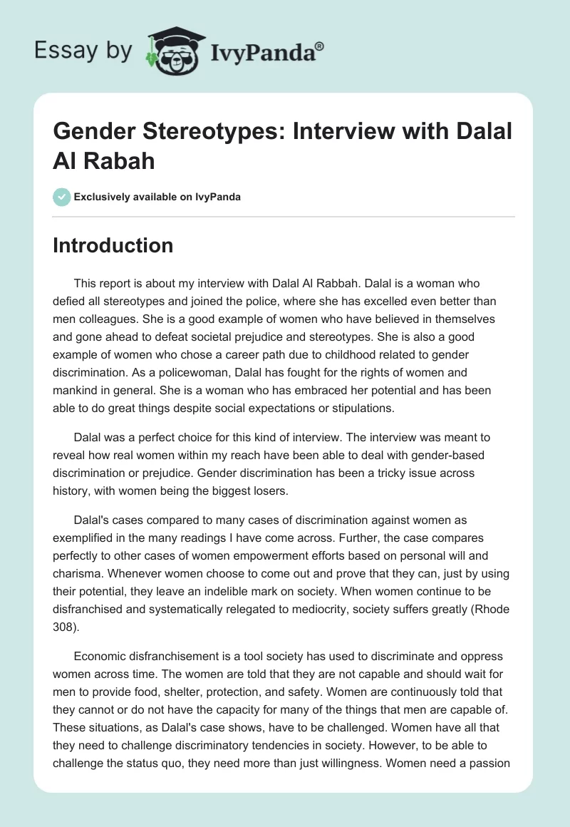 Gender Stereotypes: Interview with Dalal Al Rabah. Page 1