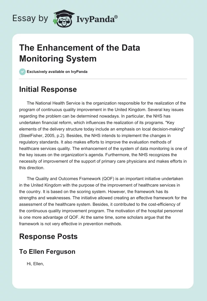 The Enhancement of the Data Monitoring System. Page 1