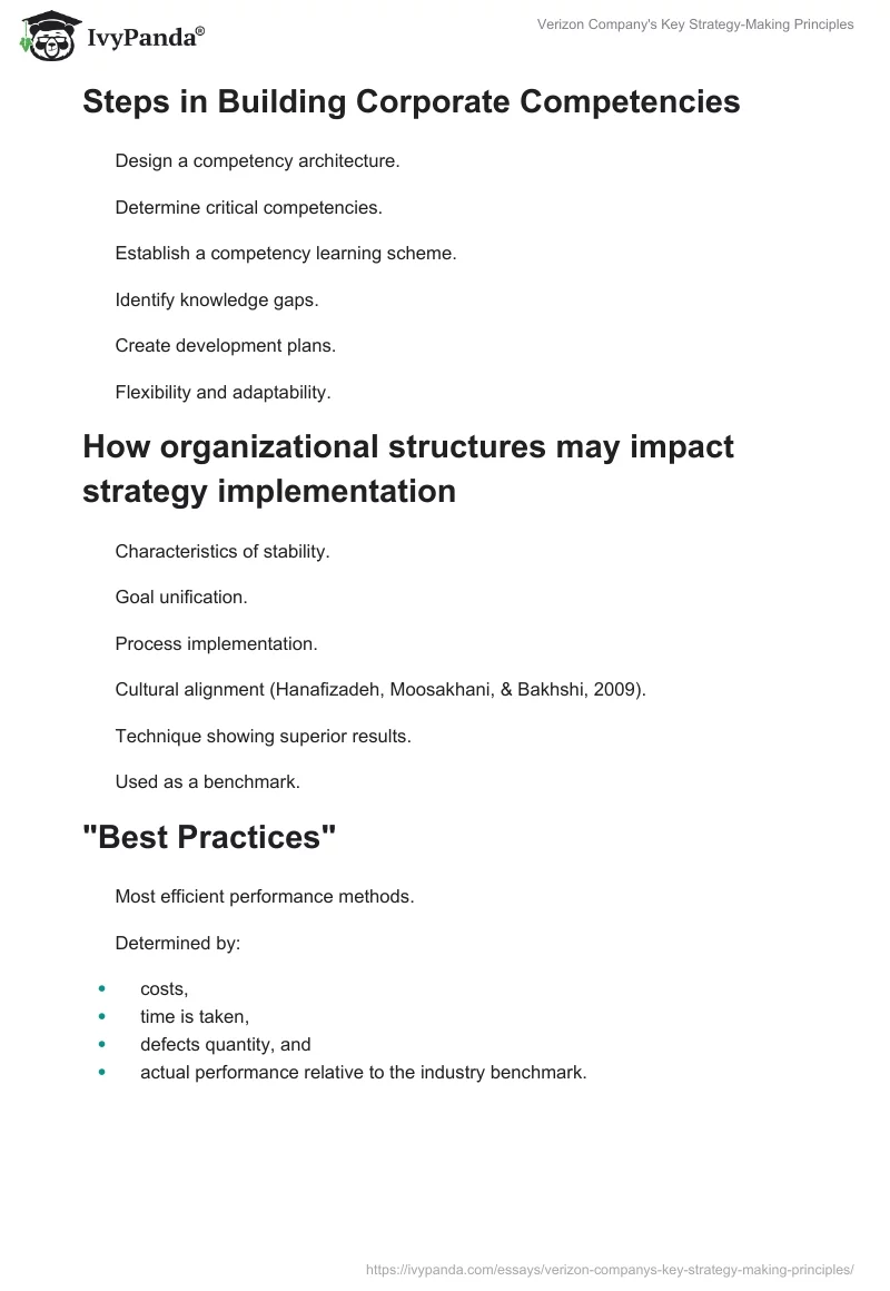 Verizon Company's Key Strategy-Making Principles. Page 3