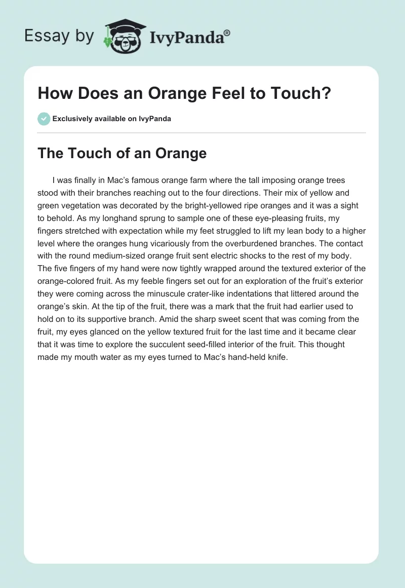 How Does an Orange Feel to Touch?. Page 1