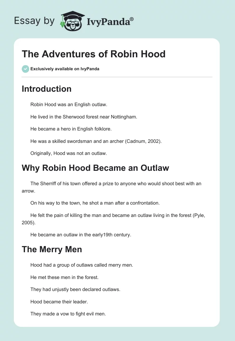 The Adventures of Robin Hood. Page 1