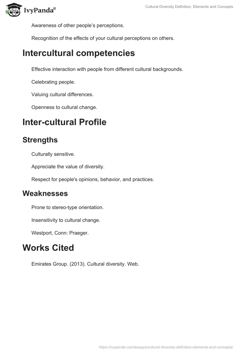 Cultural Diversity Definition, Elements and Concepts. Page 3