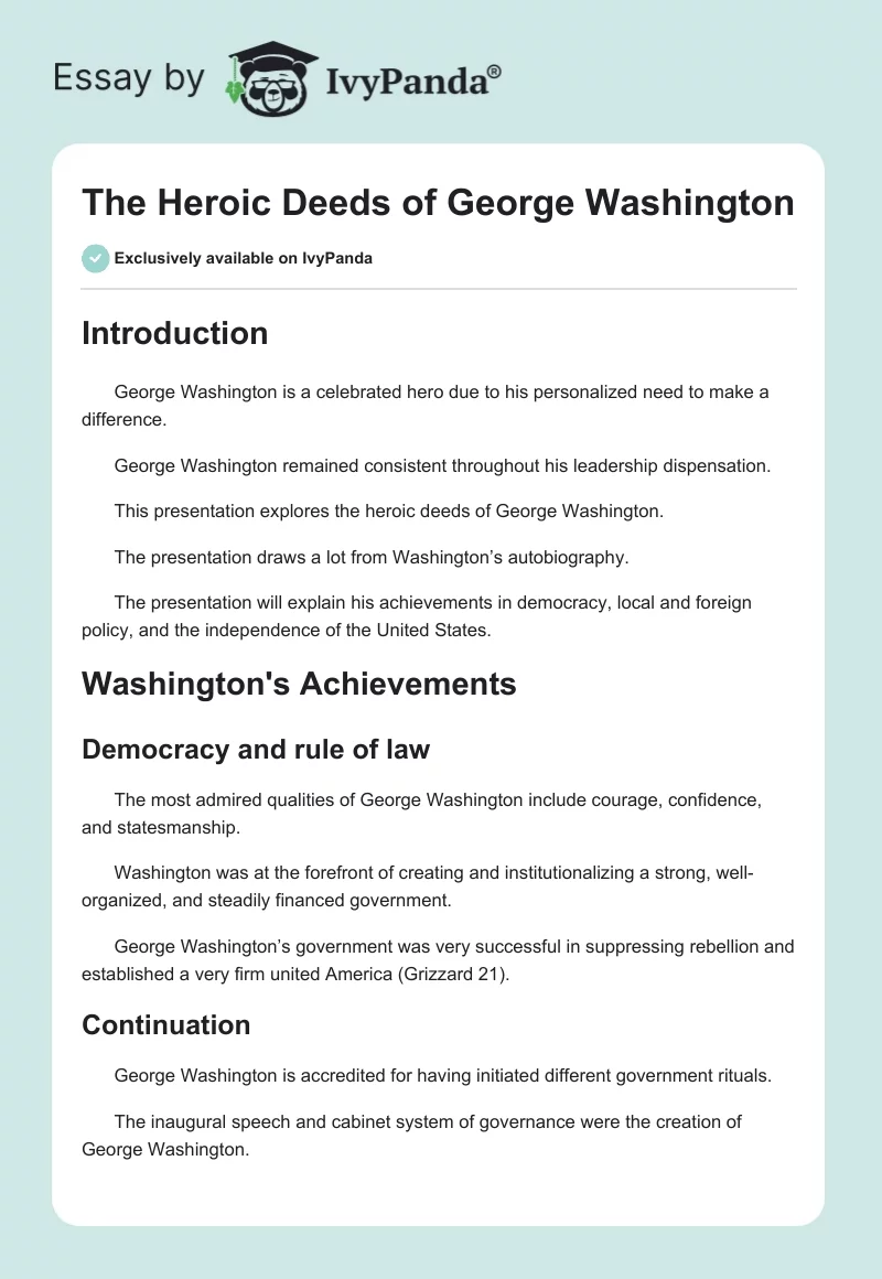 The Heroic Deeds of George Washington. Page 1