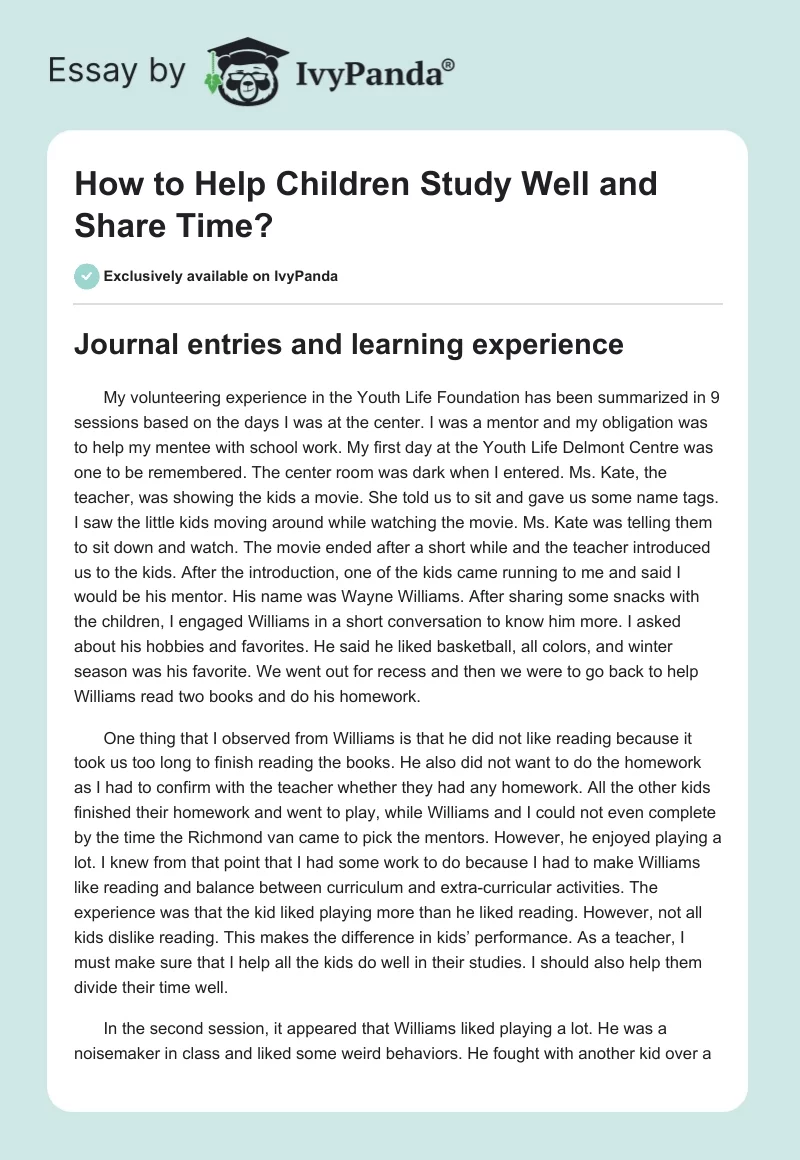 How to Help Children Study Well and Share Time?. Page 1