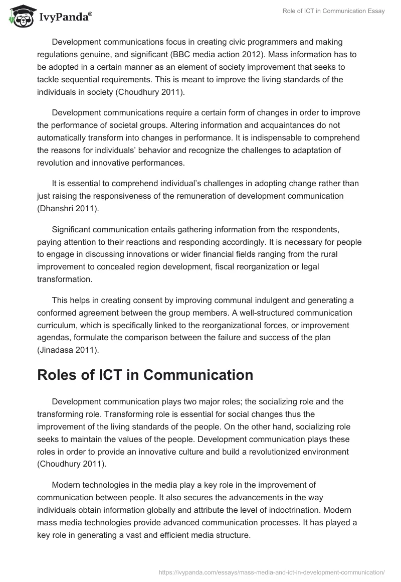 Role of ICT in Communication Essay. Page 2