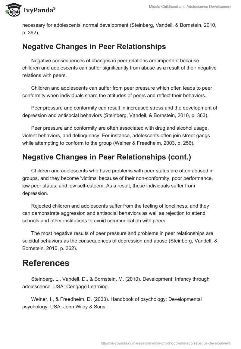 Middle Childhood and Adolescence Development. Page 2