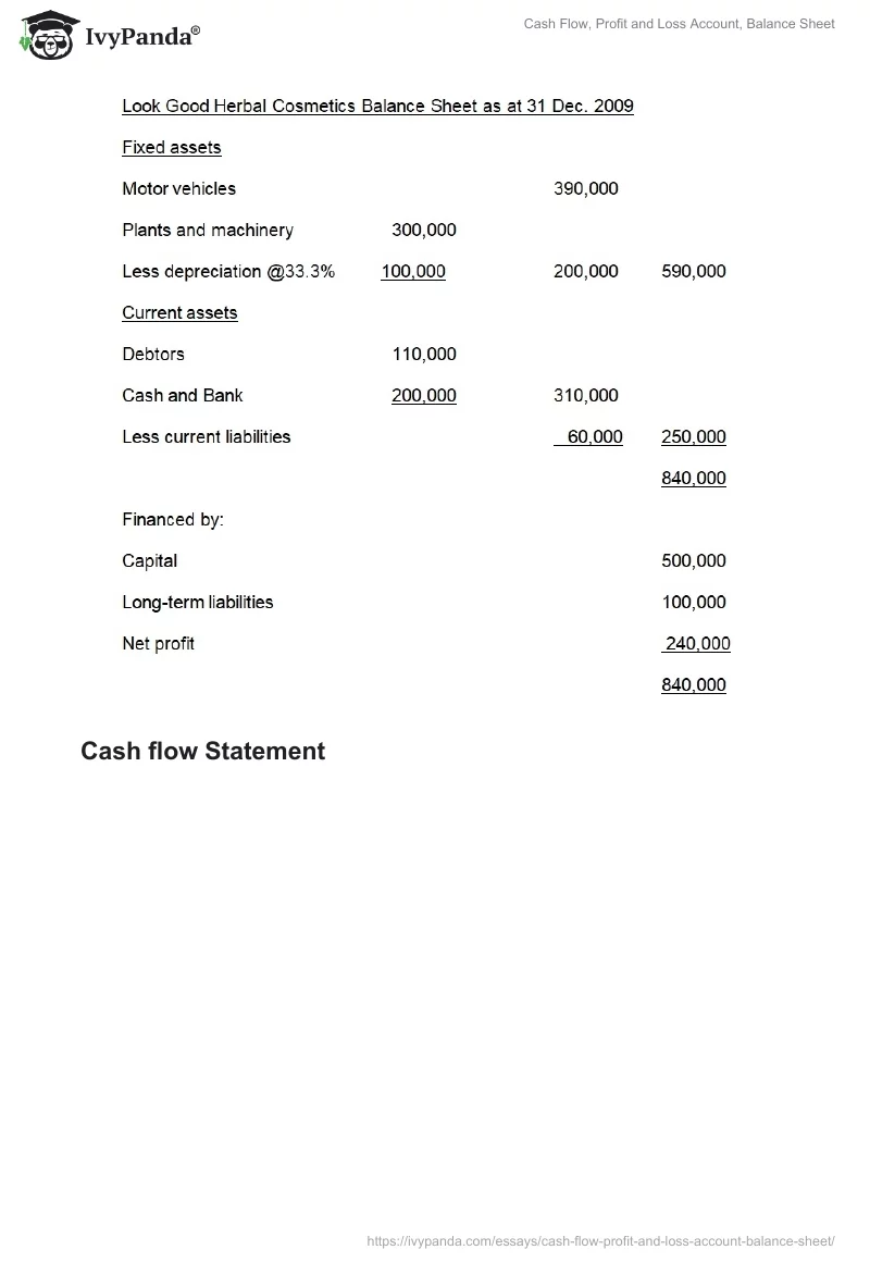 Cash Flow, Profit and Loss Account, Balance Sheet. Page 3