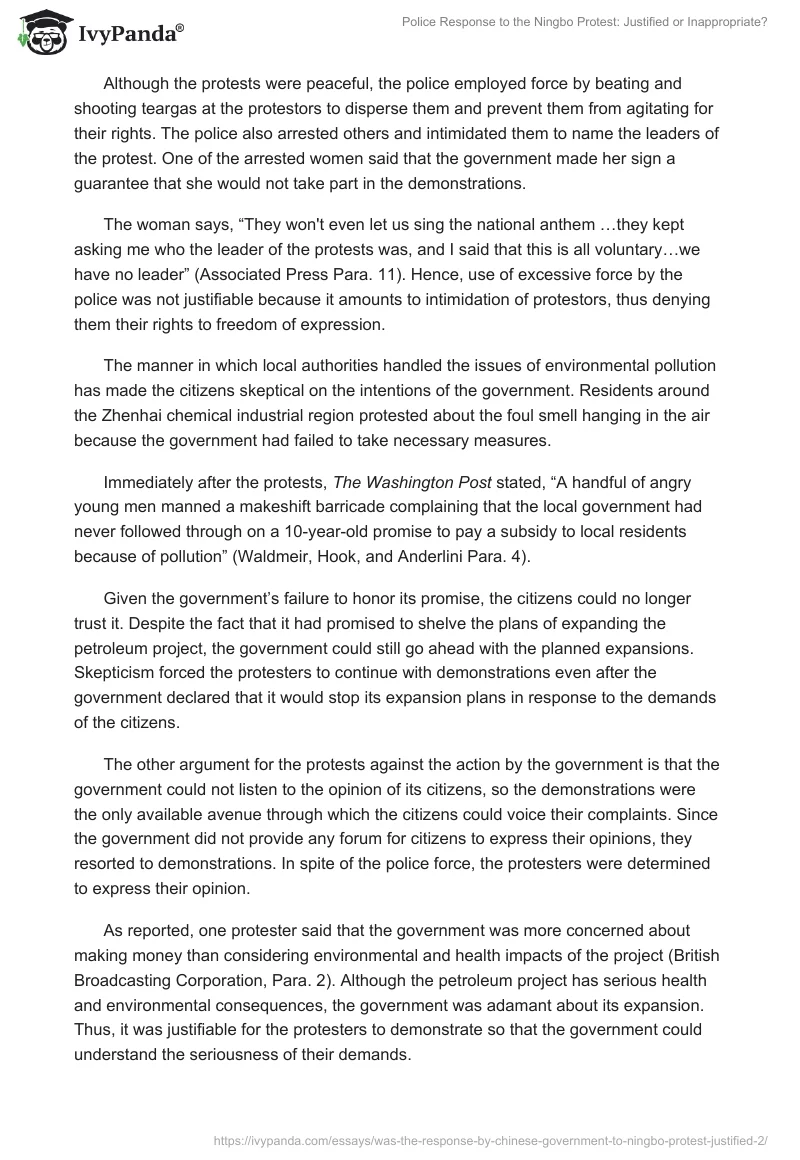 Police Response to the Ningbo Protest: Justified or Inappropriate?. Page 5