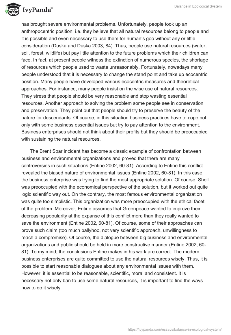 Balance in Ecological System. Page 2