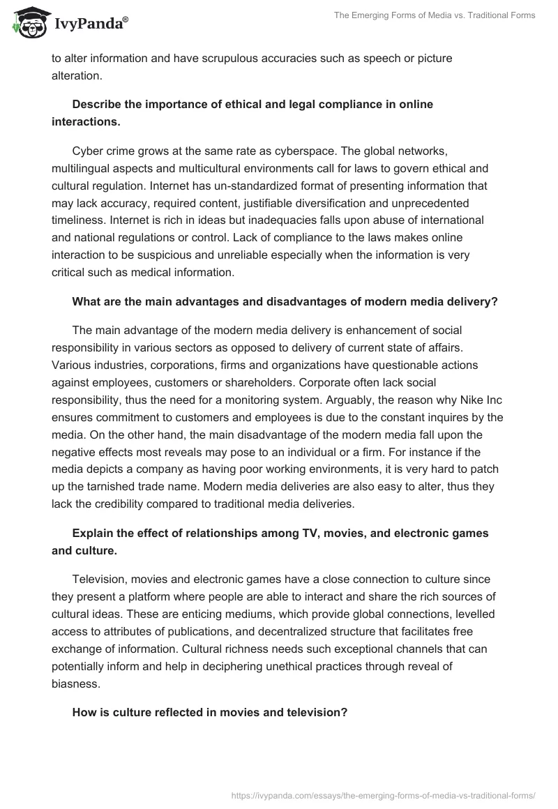 The Emerging Forms of Media vs. Traditional Forms. Page 2