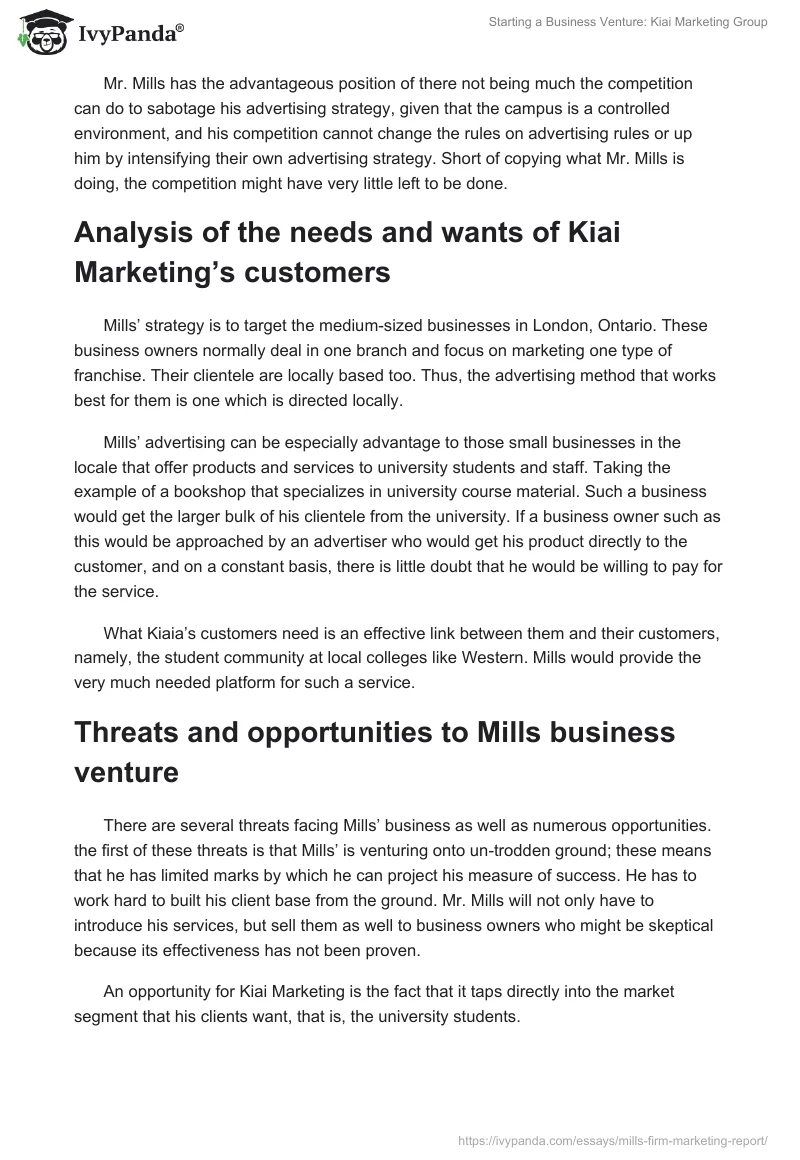 Starting a Business Venture: Kiai Marketing Group. Page 4