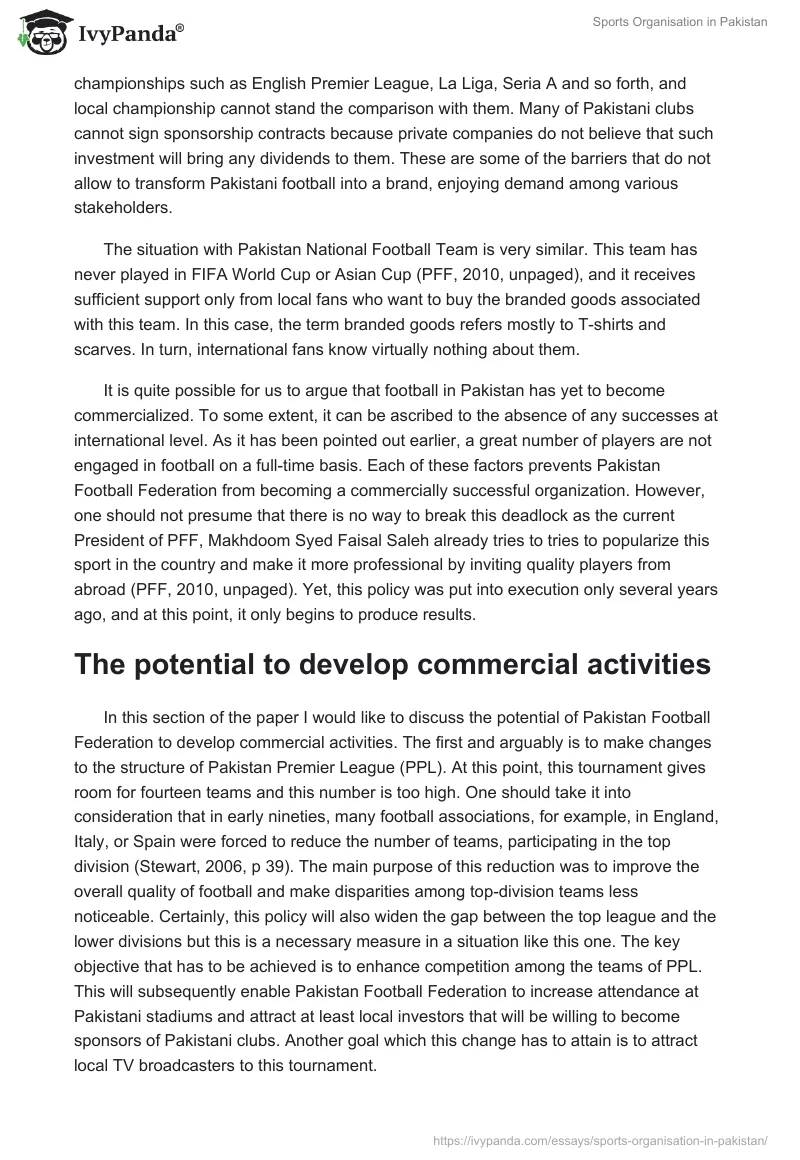 Sports Organisation in Pakistan. Page 2