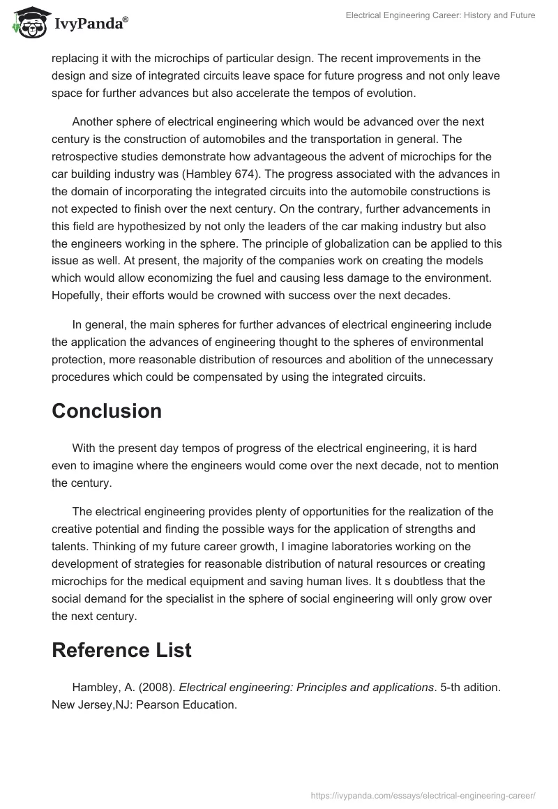 Electrical Engineering Career: History and Future. Page 4