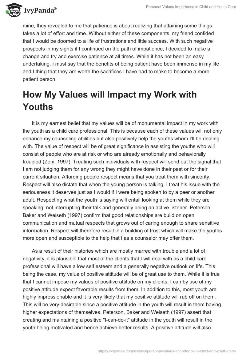 Personal Values Importance in Child and Youth Care. Page 4