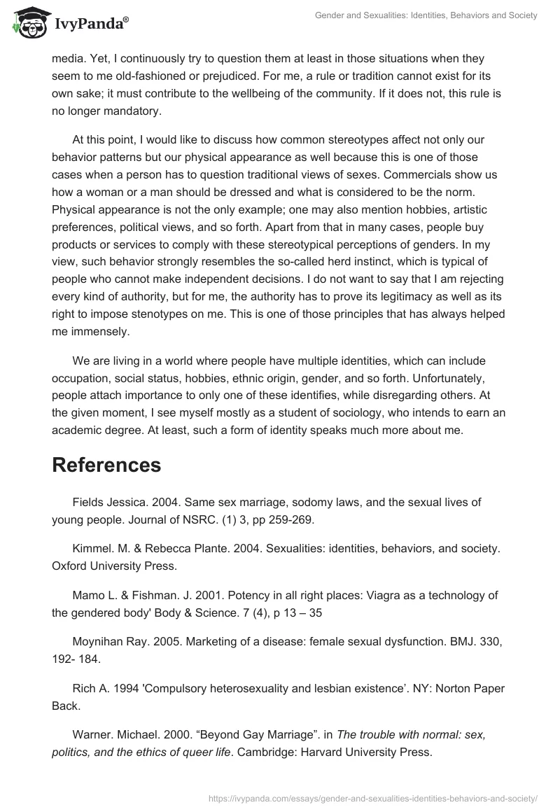 Gender and Sexualities: Identities, Behaviors and Society. Page 5