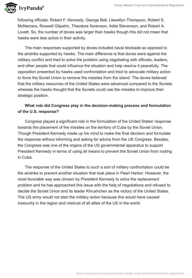 Cuban Missile Crisis and Administrations Negotiation. Page 3