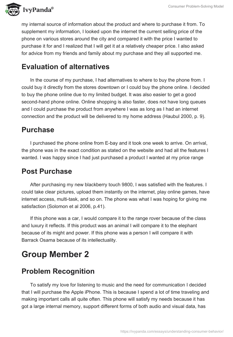 Consumer Problem-Solving Model. Page 2