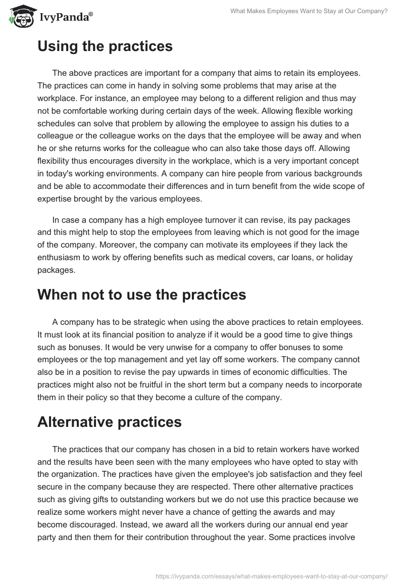 What Makes Employees Want to Stay at Our Company?. Page 3