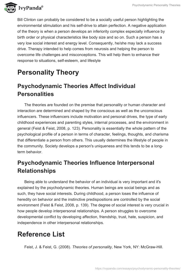 Alfred Adler’s Individual Theory & Psychodynamic Personality Theories. Page 3