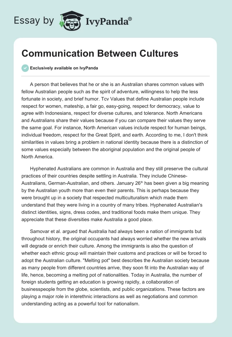 Communication Between Cultures. Page 1