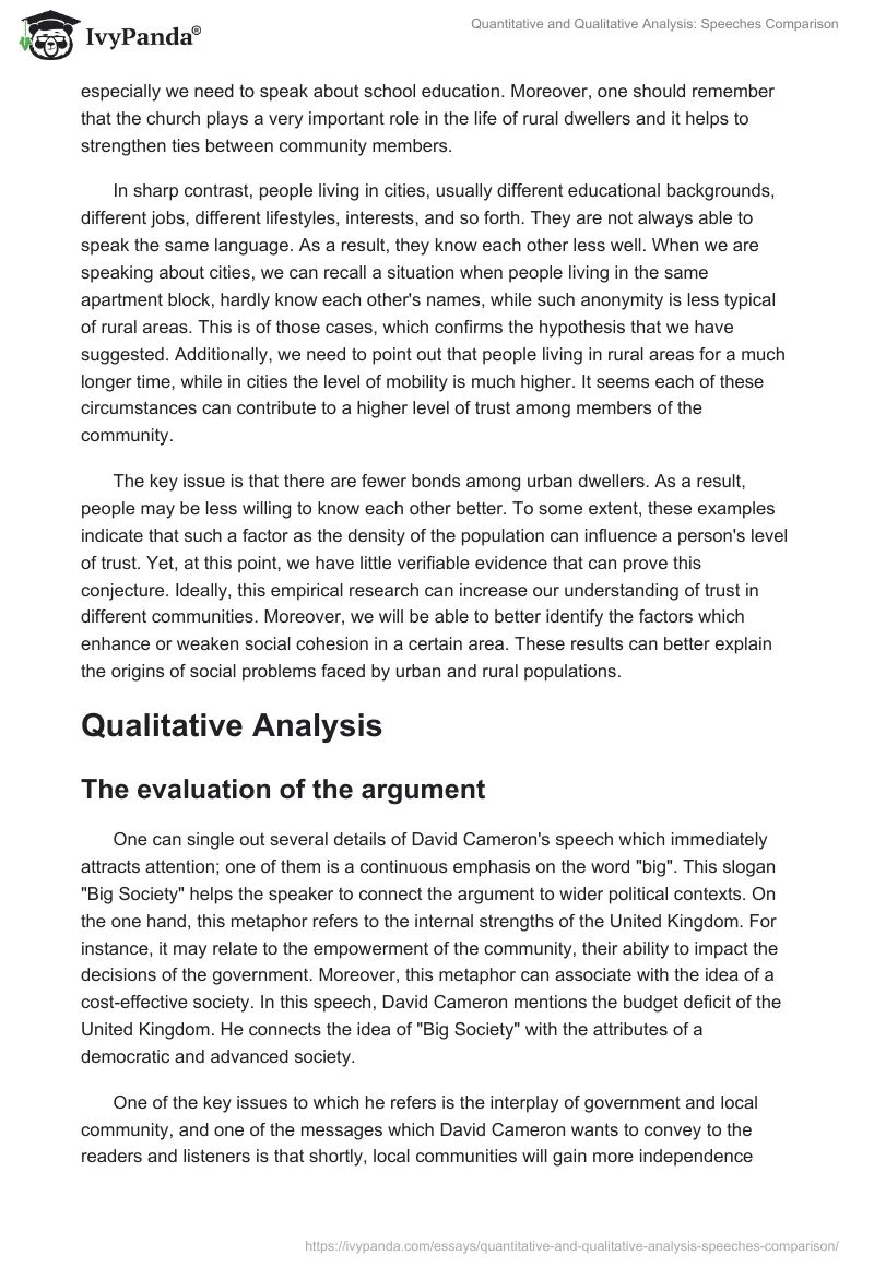 Quantitative and Qualitative Analysis: Speeches Comparison. Page 3