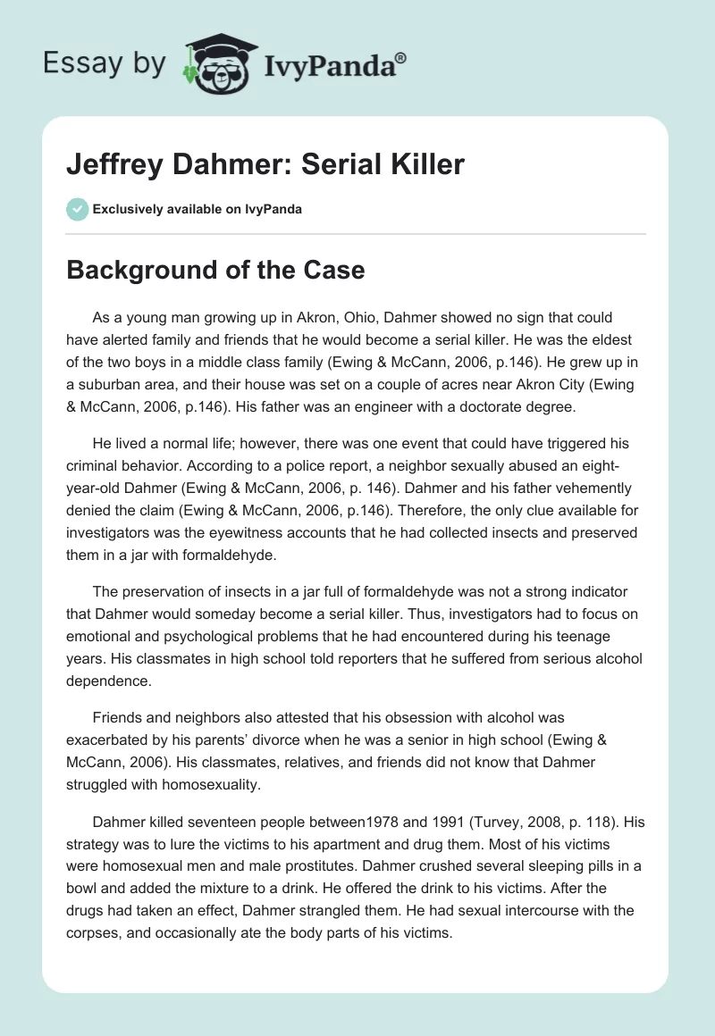 Jeffrey Dahmer: Serial Killer. Page 1