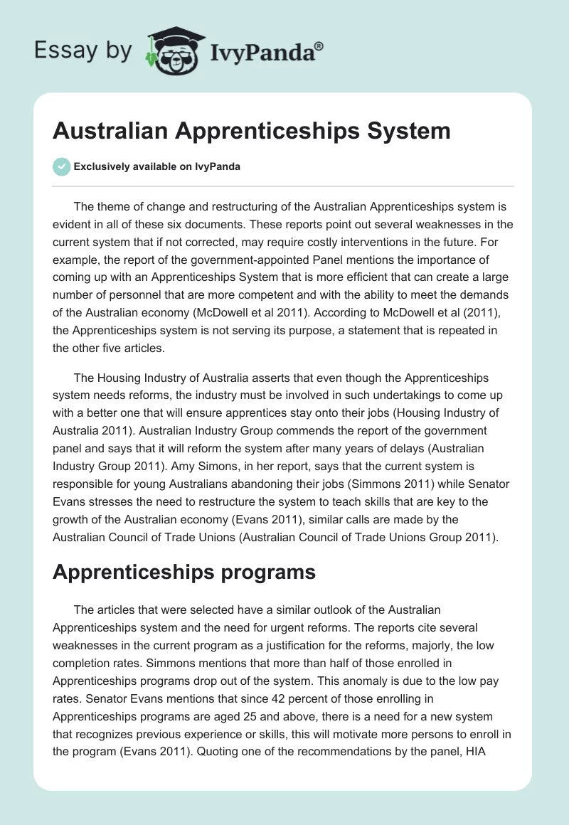 Australian Apprenticeships System. Page 1