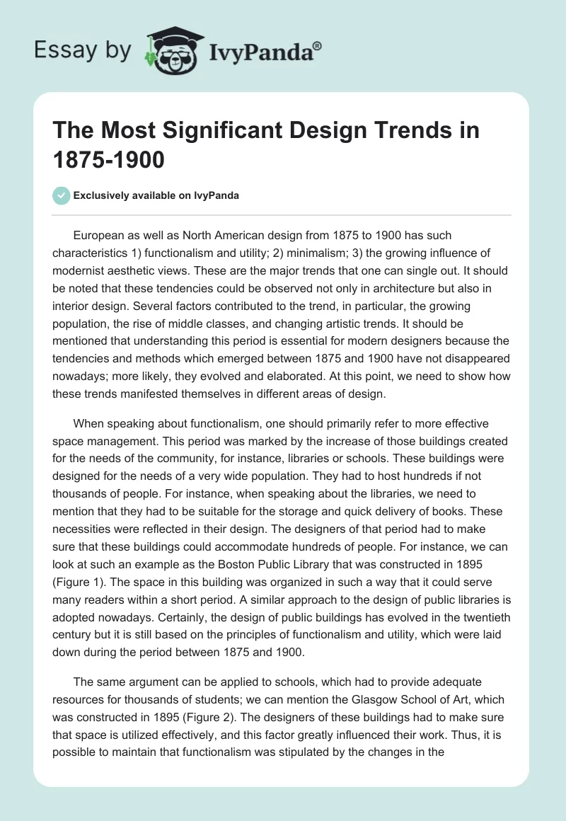 The Most Significant Design Trends in 1875-1900. Page 1
