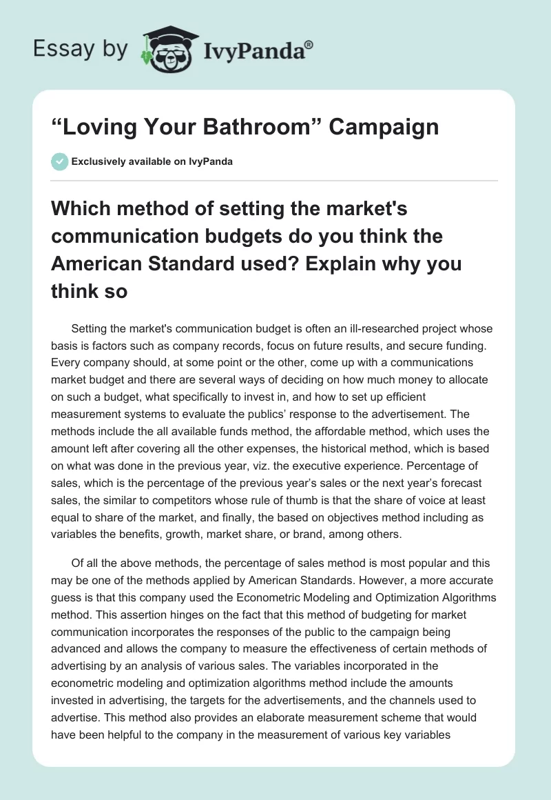 “Loving Your Bathroom” Campaign. Page 1