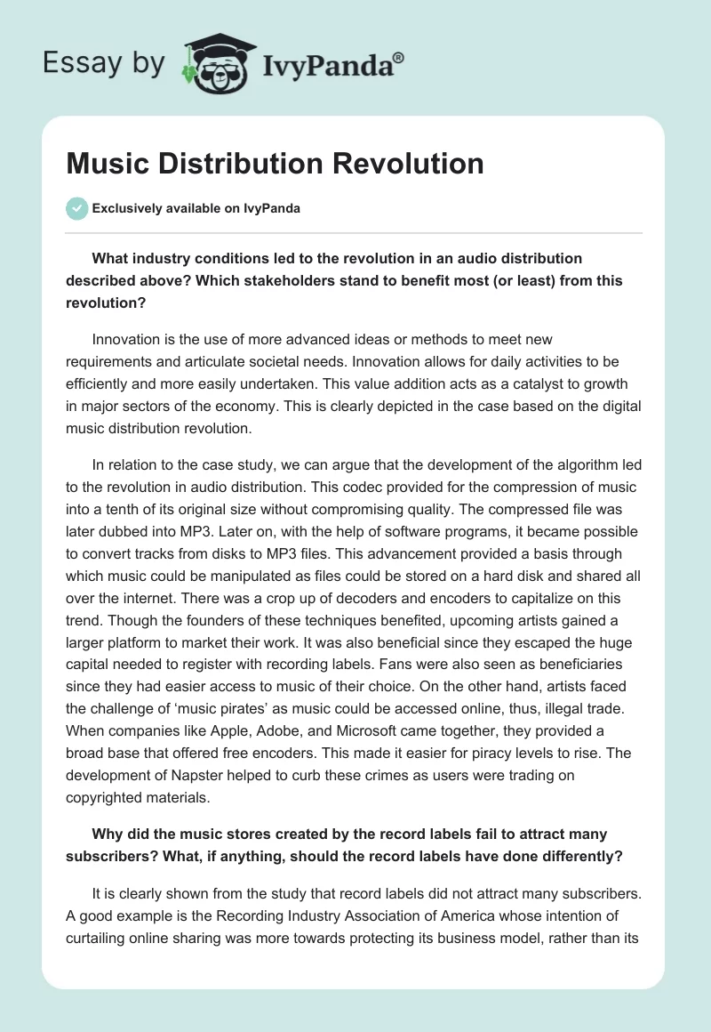 Music Distribution Revolution. Page 1