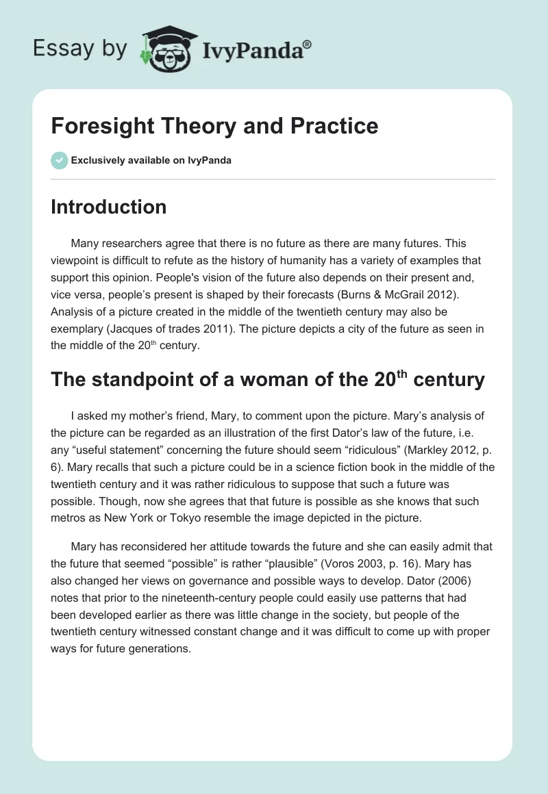 Foresight Theory and Practice. Page 1