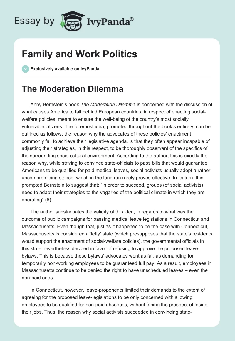 Family and Work Politics. Page 1