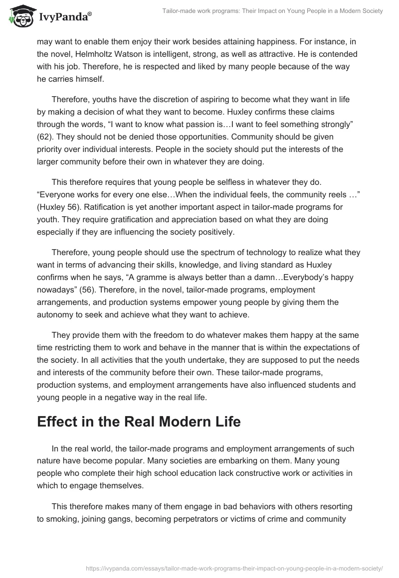 Tailor-made work programs: Their Impact on Young People in a Modern Society. Page 3