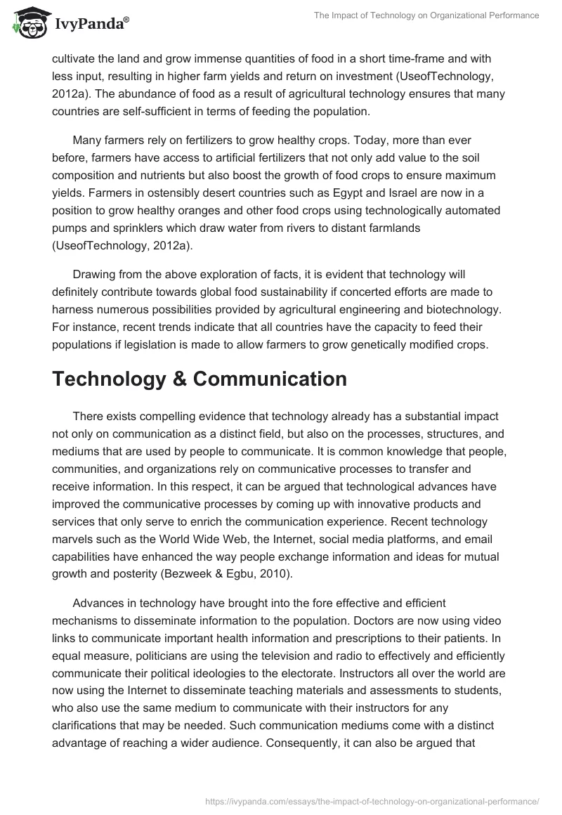 The Impact of Technology on Organizational Performance. Page 3