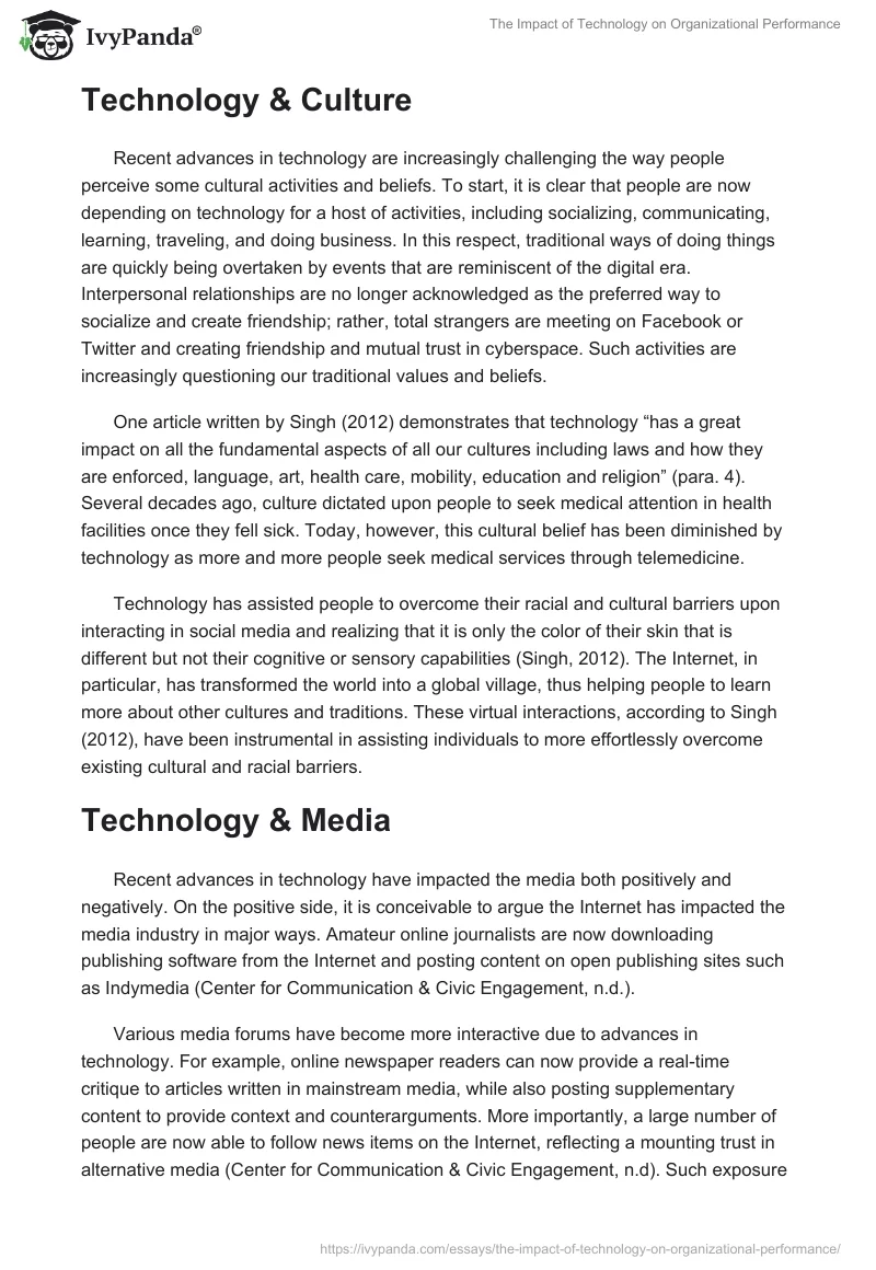 The Impact of Technology on Organizational Performance. Page 5