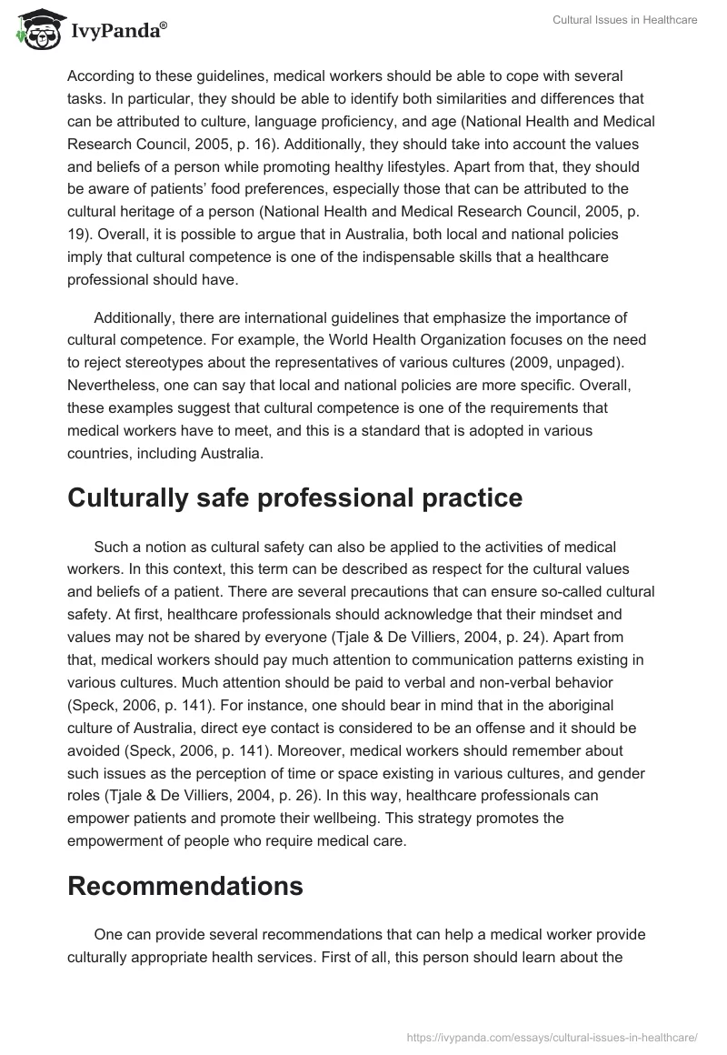 Cultural Issues in Healthcare. Page 3