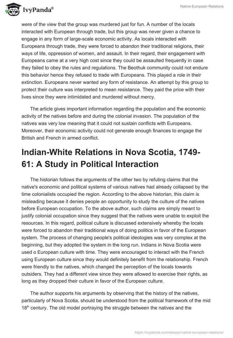 Native European Relations. Page 3