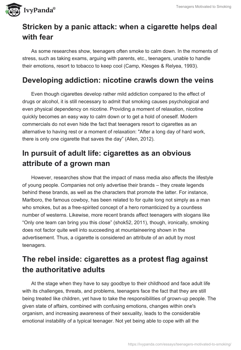 Teenagers Motivated to Smoking. Page 2