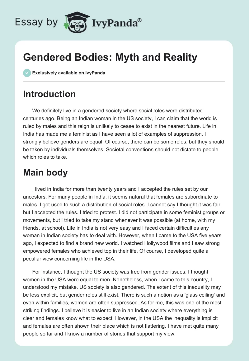 Gendered Bodies: Myth and Reality. Page 1