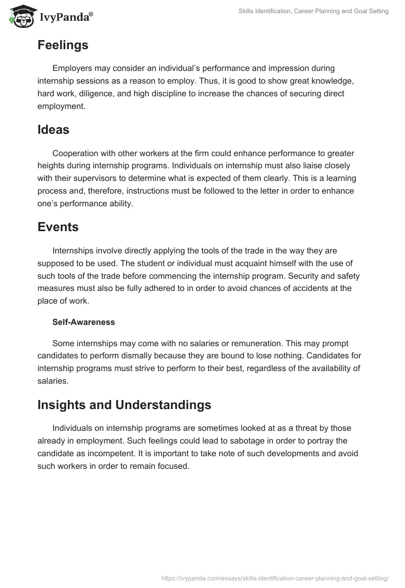 Skills Identification, Career Planning and Goal Setting. Page 4