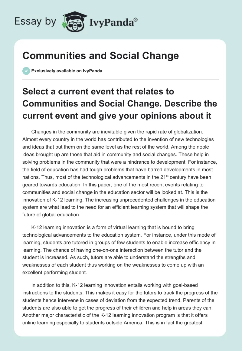 Communities and Social Change. Page 1