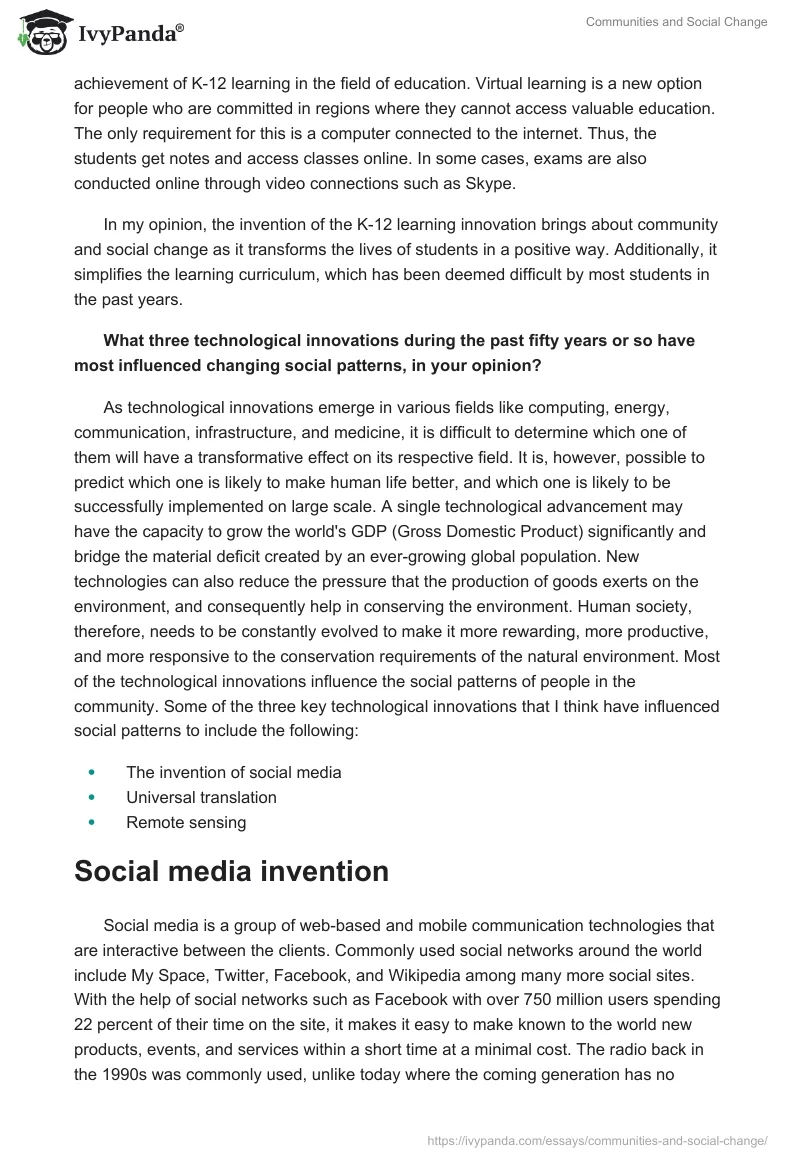 Communities and Social Change. Page 2
