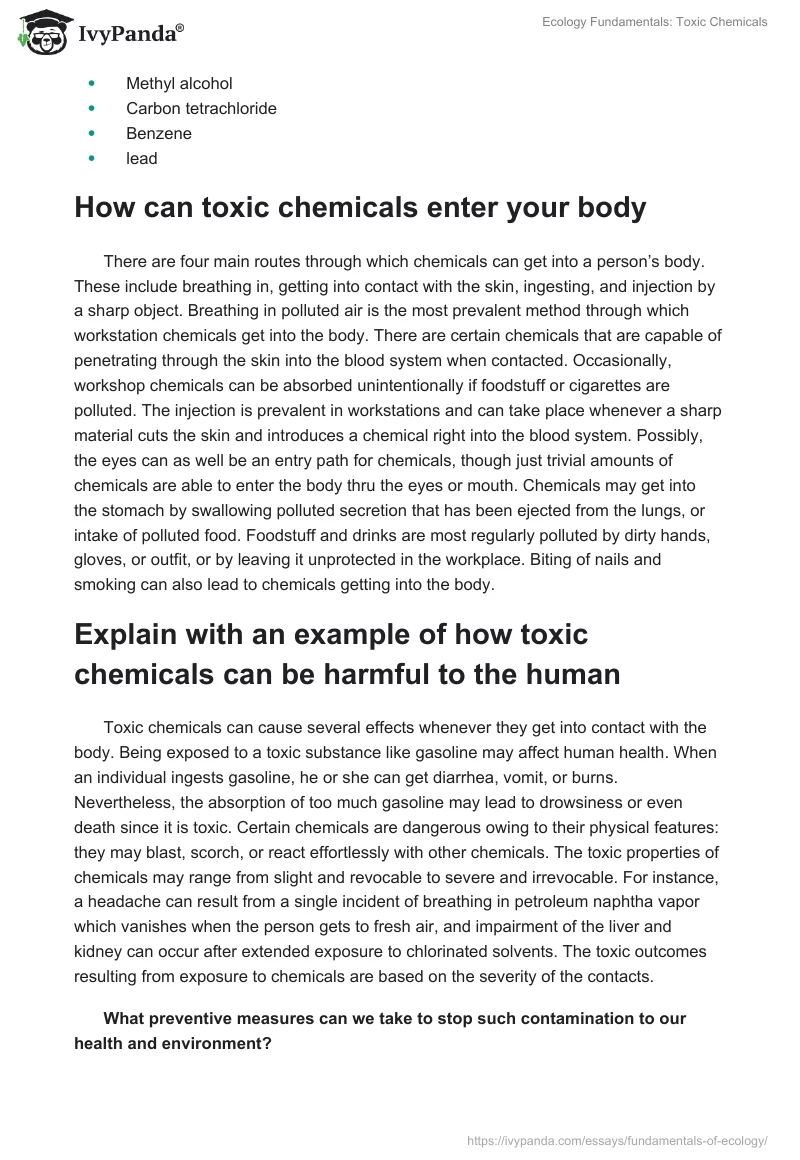 Ecology Fundamentals: Toxic Chemicals. Page 2