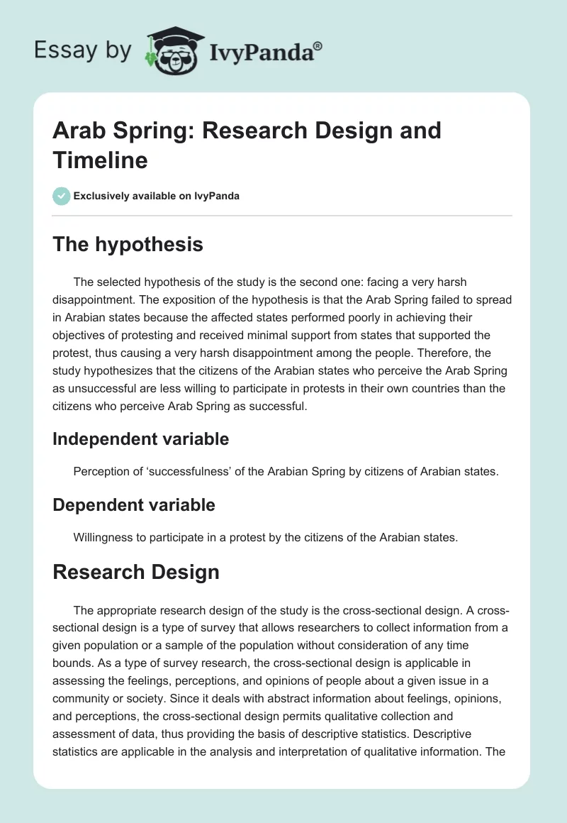 Arab Spring: Research Design and Timeline. Page 1