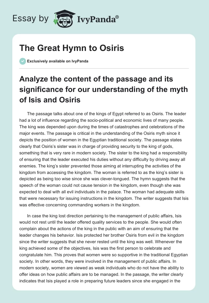 The Great Hymn to Osiris. Page 1